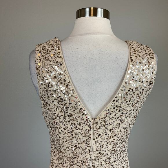 Eliza J Sequined Sleeveless Midi Sheath Cocktail Dress Sparkly Gold Size 4 - Picture 9 of 13